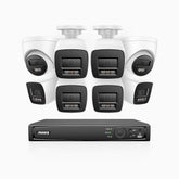 H800 - Zestaw do Monitoringu PoE 8 Kamery (6 Tubowa & 2 Kopułkowa) 4K z 16-Kanałowy Rejestratorem NVR, Noktowizor kolorowy i IR, 1/2.4" progresywny sensor CMOS, Identyfikacji osób lub pojazdów, Wbudowany mikrofon, IP67, Obsługuje RTSP i ONVIF